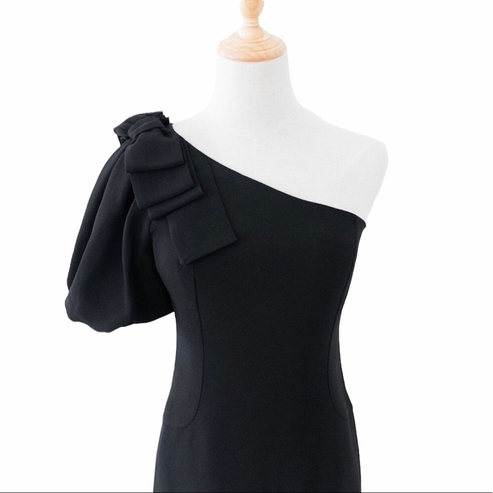 LA PERLA Collezione One Shoulder LBD Little Black Dress w Bow Detail IT 44 US 8 - Picture 4 of 9